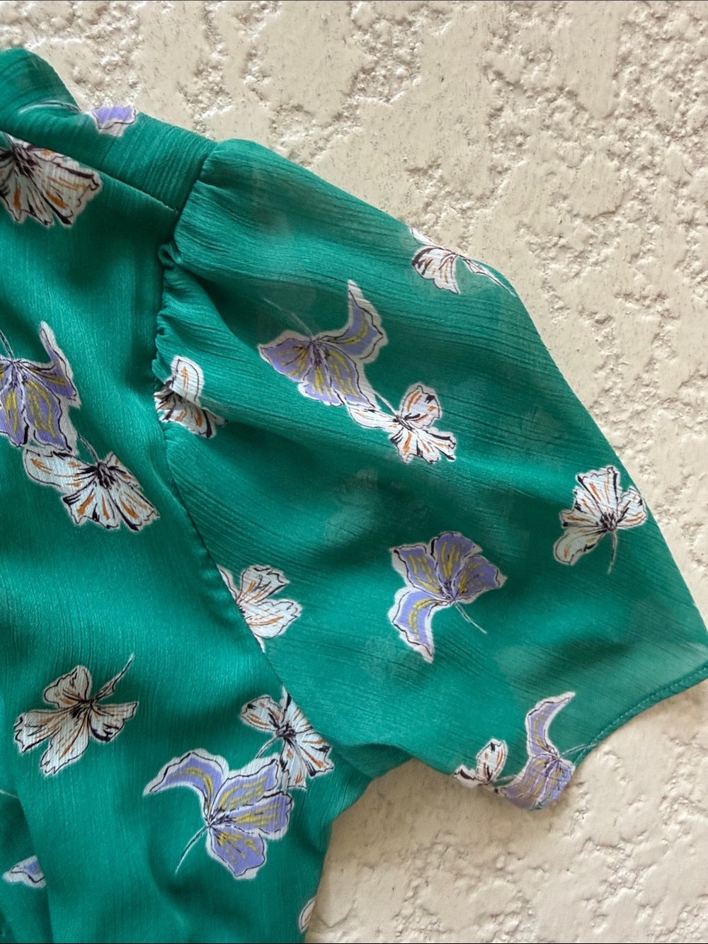 Green Floral Wrap Dress - Picture 3 of 9